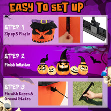 Load image into Gallery viewer, Halloween Inflatable Pumpkin 5-Piece Set with LED Lights and Blower - Suitable for Halloween Decorations
