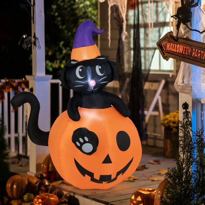 Halloween Inflatable Pumpkin and Witch Black Cat - Suitable for Halloween Decorations and Parties