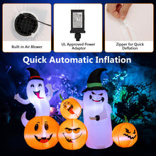 Load image into Gallery viewer, Halloween Inflatable Pumpkin with 2 Ghosts and Built-in Wizard Hat LED Lights - Suitable for Carnival Parties
