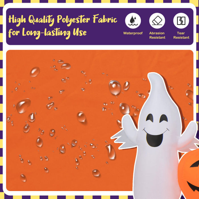 Halloween Inflatable Pumpkin with 2 Ghosts and Built-in LED Lights - Suitable for Halloween Decorations