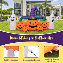 Load image into Gallery viewer, Halloween Inflatable Pumpkin with 2 Ghosts and Built-in LED Lights - Suitable for Halloween Decorations
