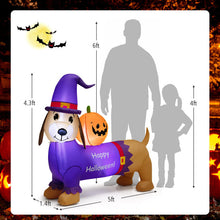 Load image into Gallery viewer, Halloween Inflatable Dachshund with Pumpkin - Suitable for Trick-or-Treat Events and Haunted Houses
