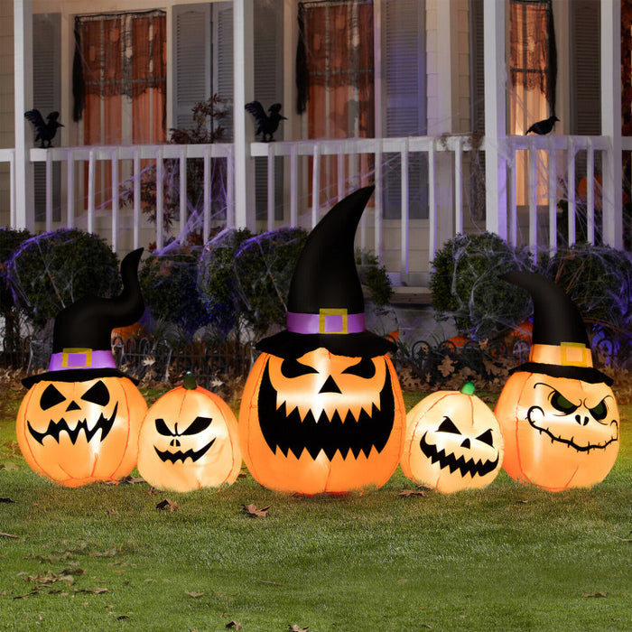 Halloween Inflatable Pumpkin 5-Piece Set with LED Lights and Blower - Suitable for Halloween Decorations