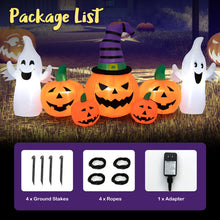 Load image into Gallery viewer, Halloween Inflatable Pumpkin with 2 Ghosts and Built-in LED Lights - Suitable for Halloween Decorations
