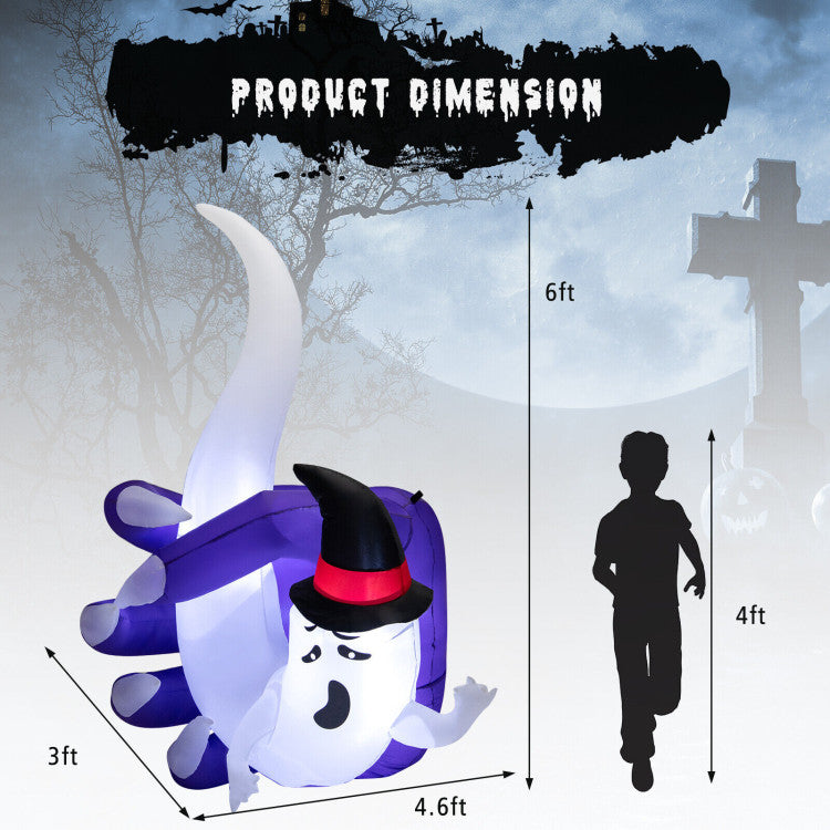 Halloween Inflatable Hand-Held Ghost with Built-in Blower - Suitable for Halloween Decorations