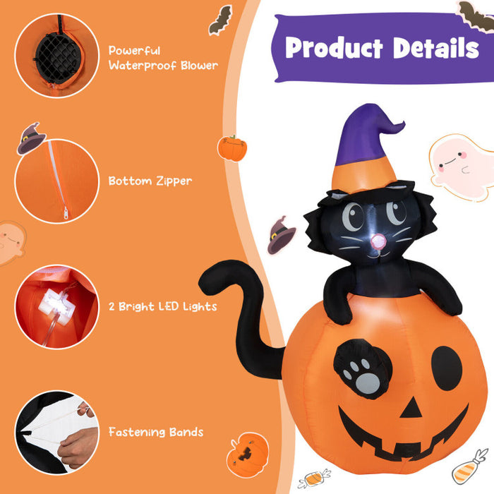 Halloween Inflatable Pumpkin and Witch Black Cat - Suitable for Halloween Decorations and Parties