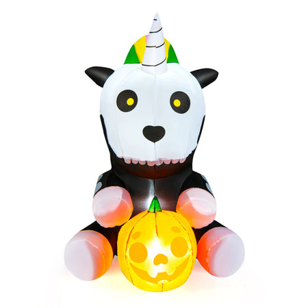 Halloween Inflatable Skeleton Unicorn with Pumpkin Lights - Suitable for Halloween Parties