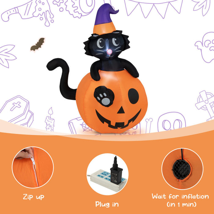 Halloween Inflatable Pumpkin and Witch Black Cat - Suitable for Halloween Decorations and Parties