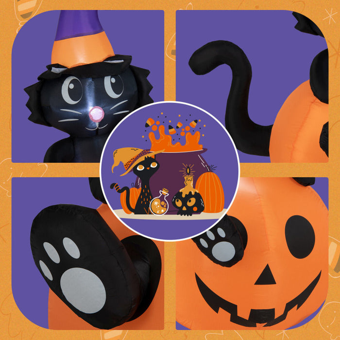 Halloween Inflatable Pumpkin and Witch Black Cat - Suitable for Halloween Decorations and Parties