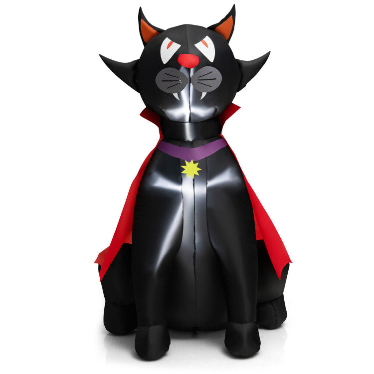Halloween Inflatable Vampire Cat with Built-in LED Lights - Suitable for Halloween Parties