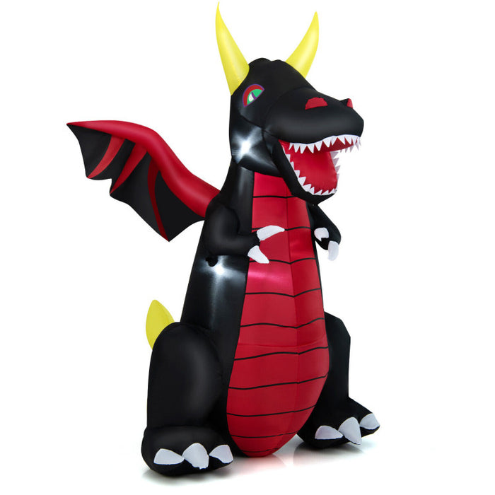 Halloween Inflatable Fire Dragon with LED Lights - Suitable for Halloween Decorations and Scary Parties
