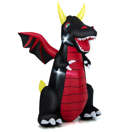 Halloween Inflatable Fire Dragon with LED Lights - Suitable for Halloween Decorations and Scary Parties