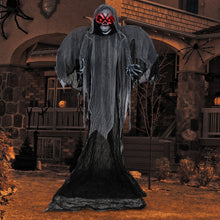 Charger l&#39;image dans la galerie, Halloween Giant Skeleton Ghost Hanging Decoration with Scary Sound Effects, LED Lights, and Red Eyes - Suitable for Halloween Decorations and Haunted Houses
