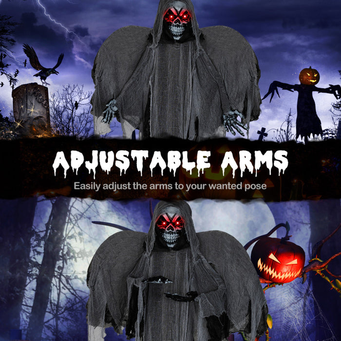 Halloween Giant Skeleton Ghost Hanging Decoration with Scary Sound Effects, LED Lights, and Red Eyes - Suitable for Halloween Decorations and Haunted Houses