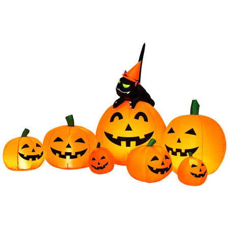 Halloween Inflatable Pumpkin Set 7-Piece with Built-in Blower - Suitable for Halloween Decorations, Parties, and Events