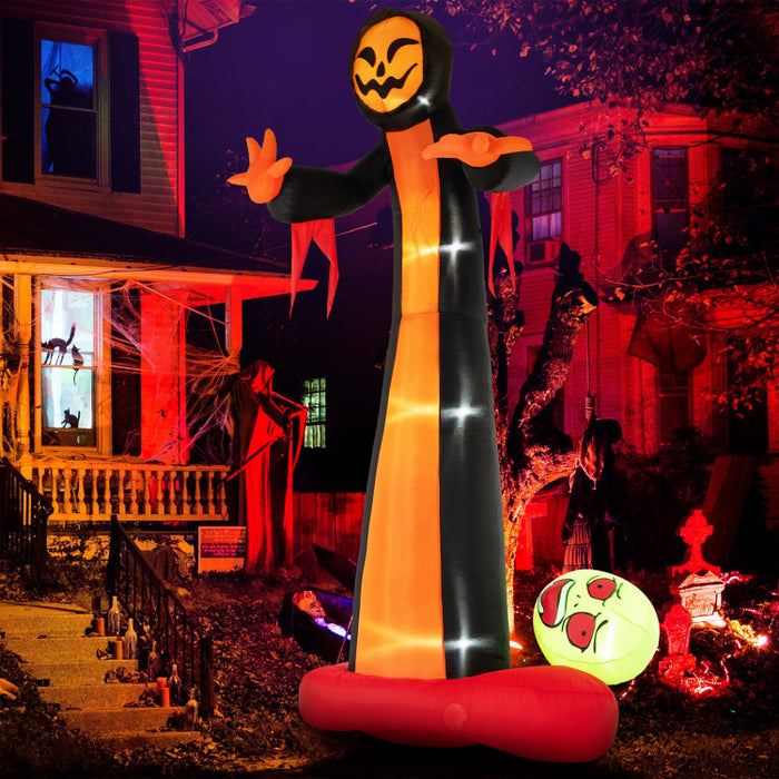 Halloween Inflatable Grim Reaper Giant Ghost with Built-in Blower and LED Lights - Suitable for Halloween Decorations