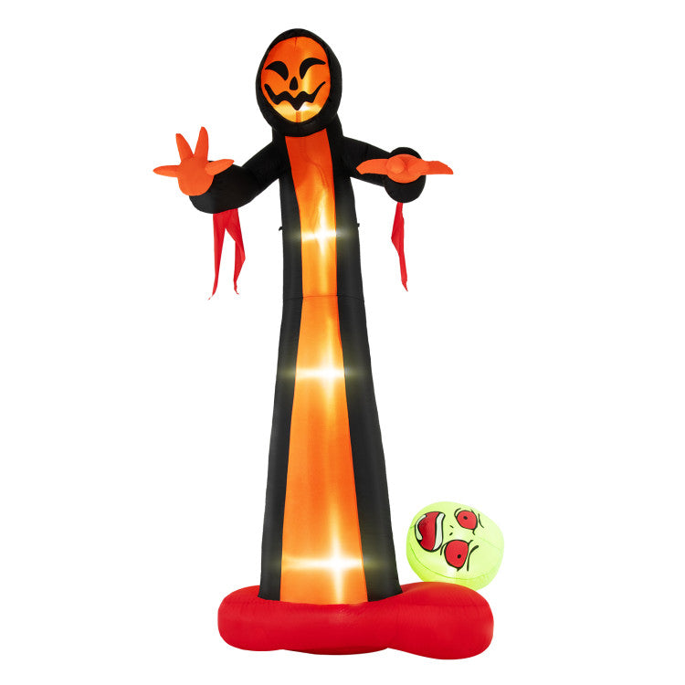 Halloween Inflatable Grim Reaper Giant Ghost with Built-in Blower and LED Lights - Suitable for Halloween Decorations