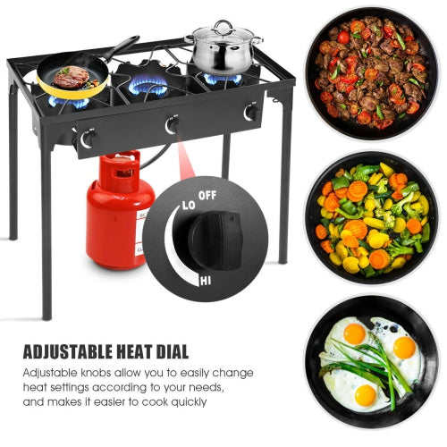 225000-BTU Outdoor Portable Propane 3 Burner Gas Cooker