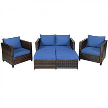 Load image into Gallery viewer, Costway Huge Sectional Couch 5-Piece Set with Removable Cushions - Suitable for Backyard and Pool
