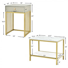 Load image into Gallery viewer, Costway Modern Coffee Table and Side Table Set of 2 with Drawers and Storage Shelf - Suitable for Living Room and Cafe
