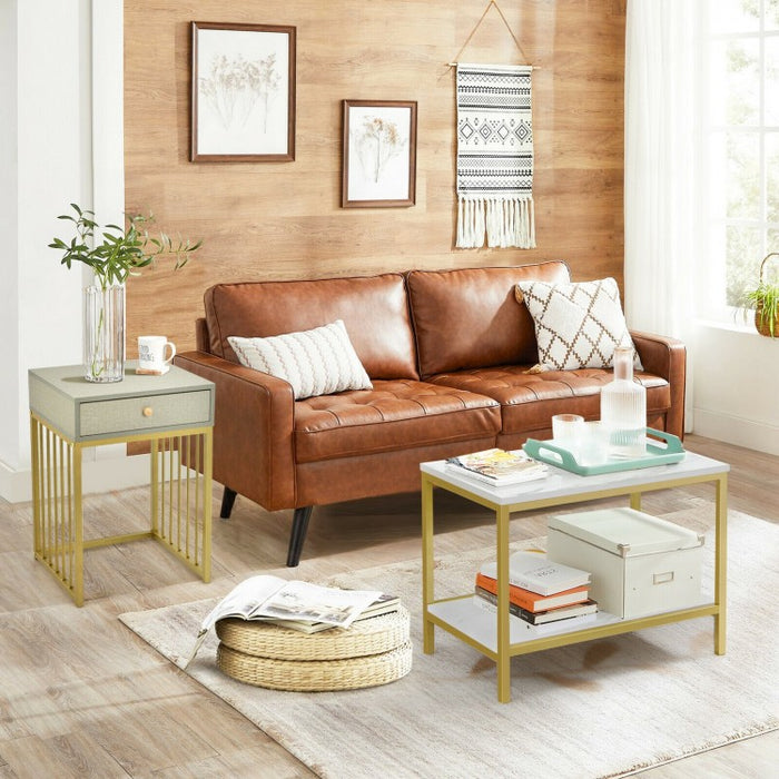 Costway Modern Coffee Table and Side Table Set of 2 with Drawers and Storage Shelf - Suitable for Living Room and Cafe
