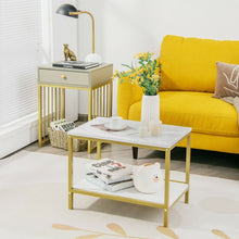 Load image into Gallery viewer, Costway Modern Coffee Table and Side Table Set of 2 with Drawers and Storage Shelf - Suitable for Living Room and Cafe

