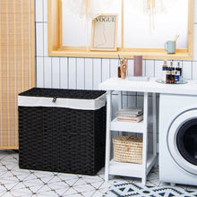 Charger l&#39;image dans la galerie, Bathroom Black Rolling Lid Laundry Hamper with Wheels
