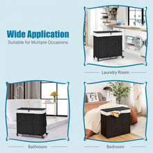 Charger l&#39;image dans la galerie, Bathroom Black Rolling Lid Laundry Hamper with Wheels
