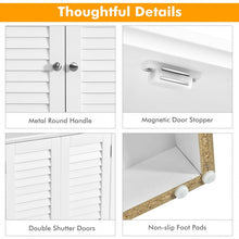 Load image into Gallery viewer, White Bathroom Corner Storage Cabinet with Louvre Doors

