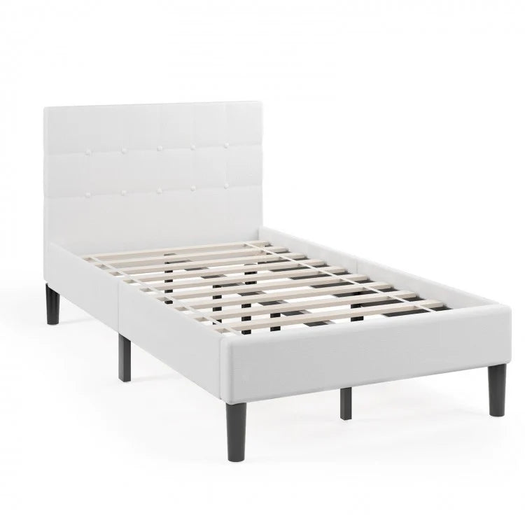 Modern Minimalist Button-Tufted Headboard Storage Bed Frame