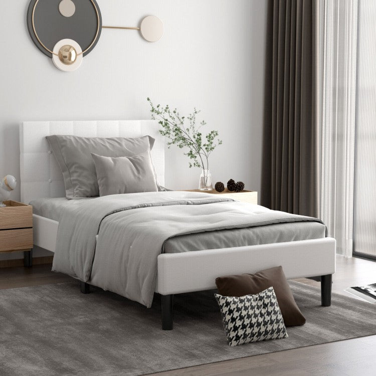 Modern Minimalist Button-Tufted Headboard Storage Bed Frame