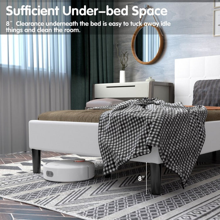 Modern Minimalist Button-Tufted Headboard Storage Bed Frame