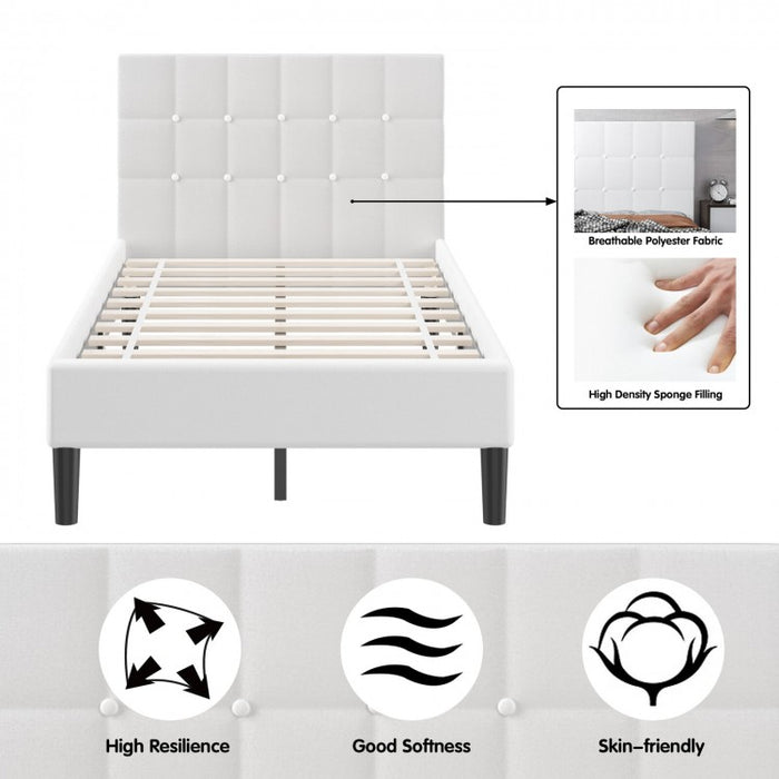 Modern Minimalist Button-Tufted Headboard Storage Bed Frame