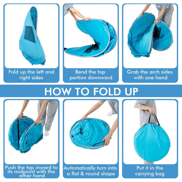 Costway Blue Pop-Up Canopy Tent with Portable Bag - Suitable for Beach, Backyard, Camping, and Travel
