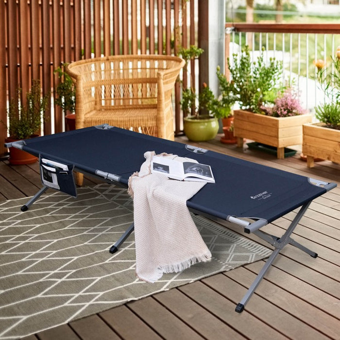 Costway Outdoor Camping Bed Folding Bed with Carry Bag and Storage Pouch - Suitable for Camping, Hiking, and Office