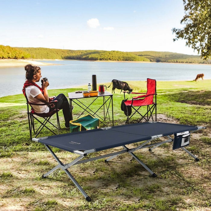 Costway Outdoor Camping Bed Folding Bed with Carry Bag and Storage Pouch - Suitable for Camping, Hiking, and Office