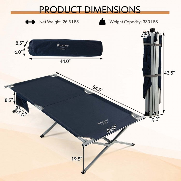 Costway Outdoor Camping Bed Folding Bed with Carry Bag and Storage Pouch - Suitable for Camping, Hiking, and Office