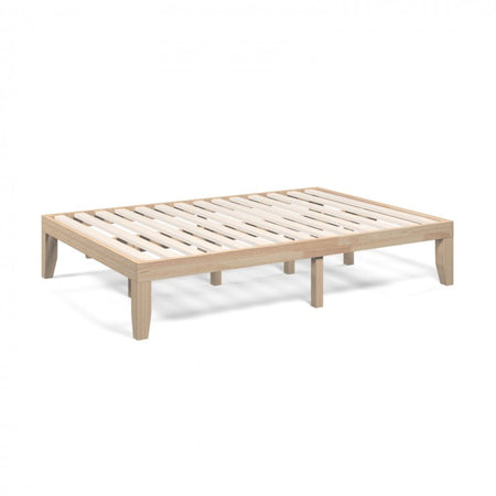 Full-Size Solid Wood Bed Frame with 10.5-Inch Under-Bed Storage Space
