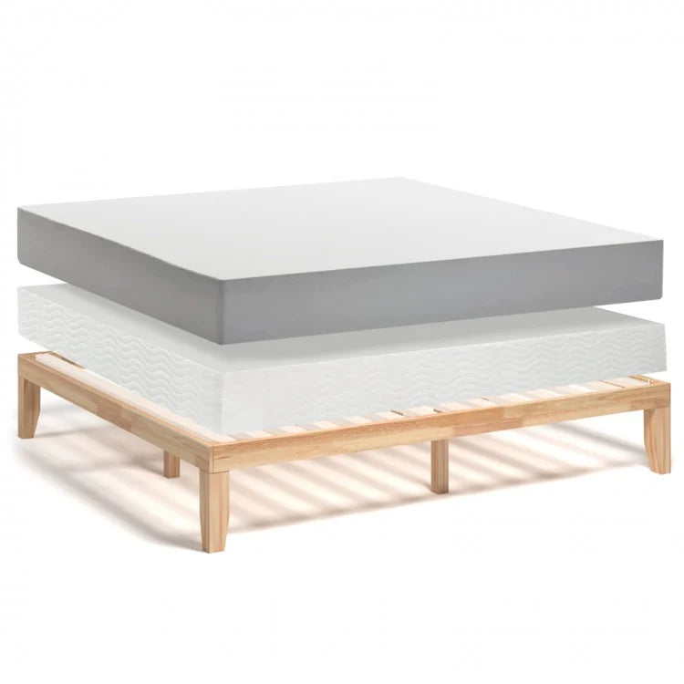 Costway Classic Minimalist Solid Wood Bed Frame