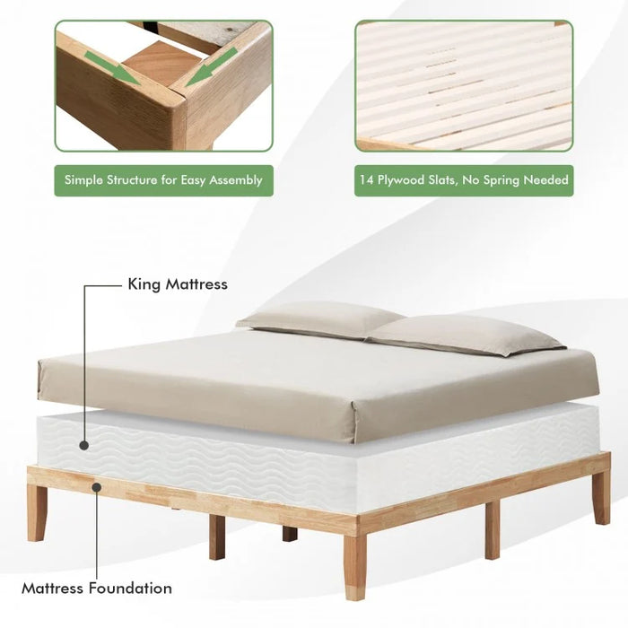 Costway Classic Minimalist Solid Wood Bed Frame