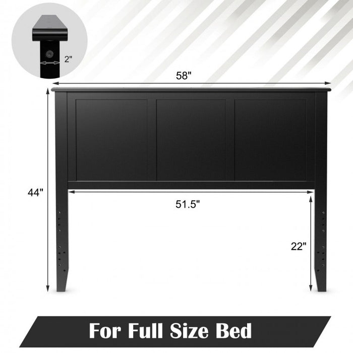 Country Style Black Wooden Full Size Headboard - Easy Assembly