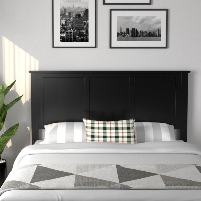 Country Style Black Wooden Full Size Headboard - Easy Assembly
