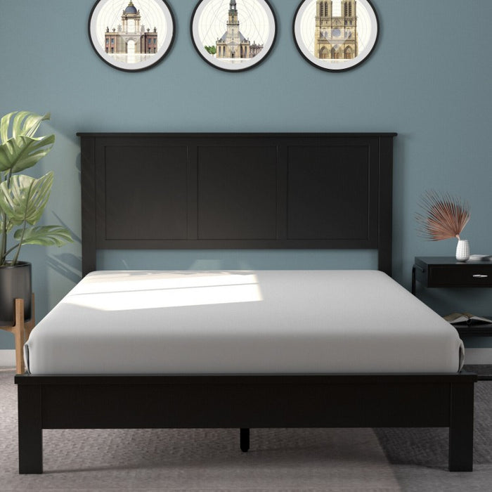 Country Style Black Wooden Full Size Headboard - Easy Assembly