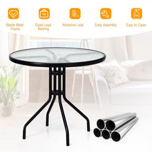 Load image into Gallery viewer, Costway Modern Round Glass Dining Table with Built-in Umbrella Hole - Suitable for Patio, Backyard, and Pool
