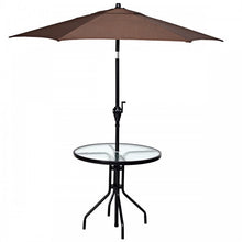 Load image into Gallery viewer, Costway Modern Round Glass Dining Table with Built-in Umbrella Hole - Suitable for Patio, Backyard, and Pool
