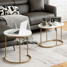 Load image into Gallery viewer, Costway Modern Round Dining Room Table with Marble Top Set of 2 - Suitable for Living Room and Cafe

