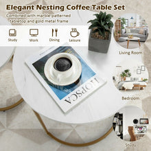 Load image into Gallery viewer, Costway Modern Round Dining Room Table with Marble Top Set of 2 - Suitable for Living Room and Cafe

