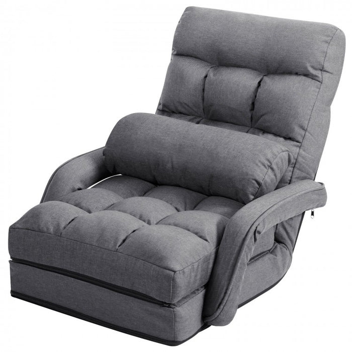 6-Position Adjustable Backrest Folding Floor Chair Lounge Sofa
