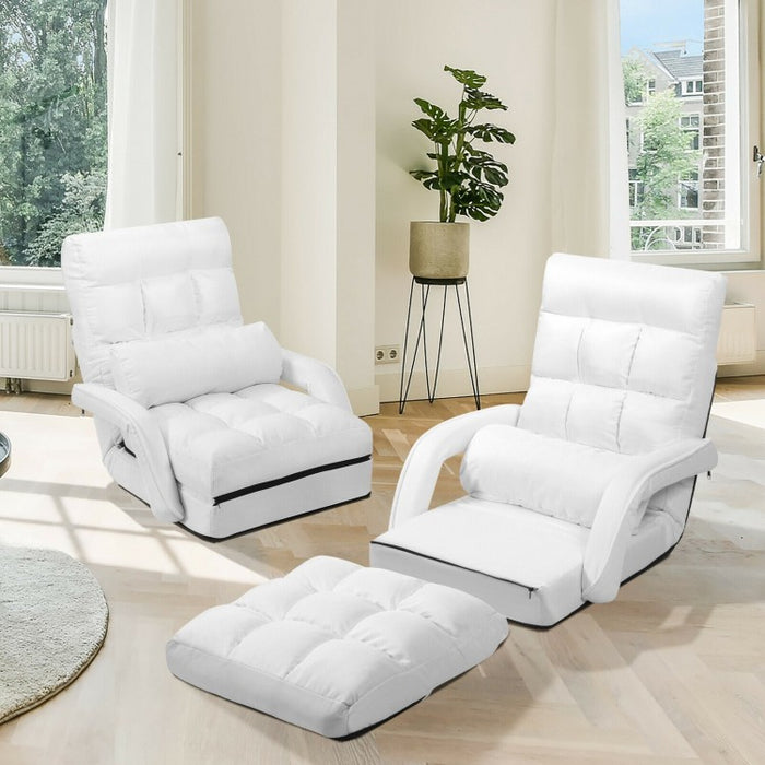6-Position Adjustable Backrest Folding Floor Chair Lounge Sofa