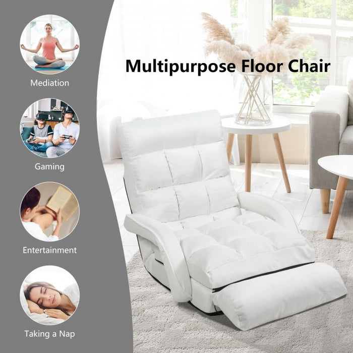 6-Position Adjustable Backrest Folding Floor Chair Lounge Sofa